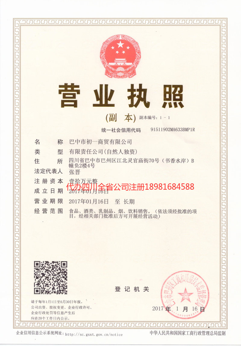 沙坪坝沙坪坝初一商贸有限公司