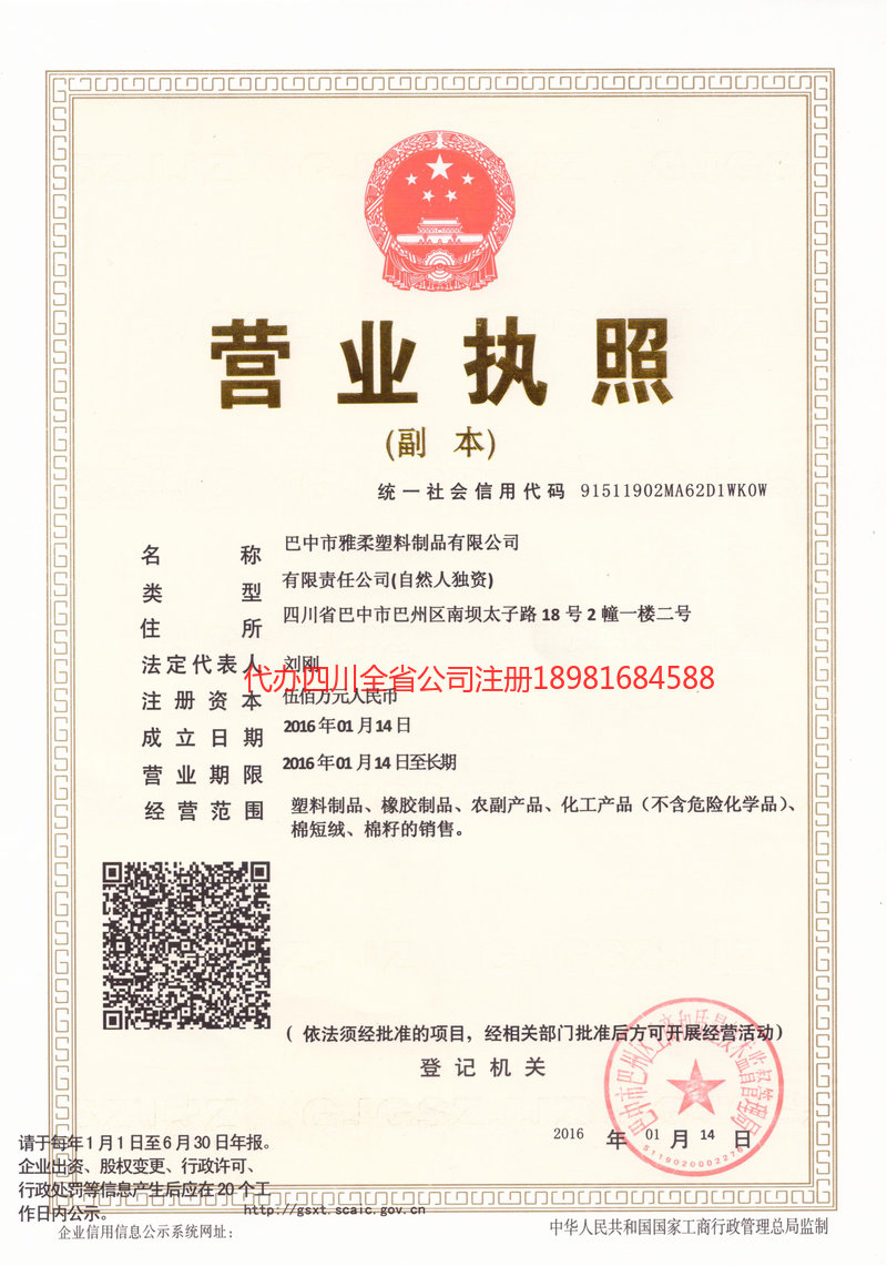 沙坪坝沙坪坝雅柔塑料制品有限公司